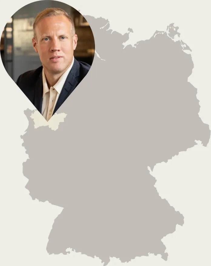 Deutschlandkarte mit Markierung des Ankaufsgebiets Ruhrgebiet