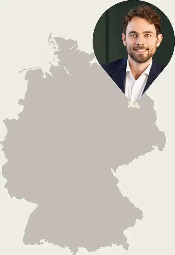 Deutschlandkarte mit Markierung des Ankaufsgebiets Berlin